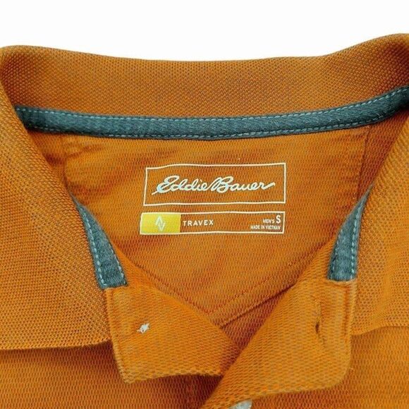 Eddie Bauer Polo Shirt Mens Small Orange Travex Short Sleeve Golf Outdoor - Picture 8 of 9